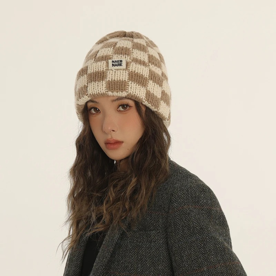 Knit Checkerboard Beanie